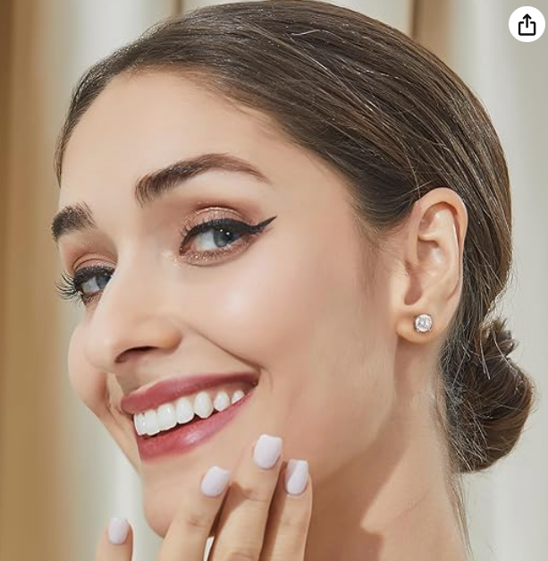 LUXIIVA® DIAMOND EARRING FOR WOMEN – STERLING SILVER 4-PRONG