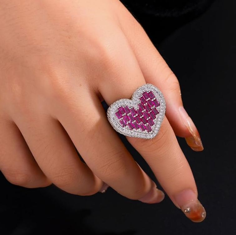 LUXIIVA® FINA HEART CZ RING- PINK(Ready to Ship)