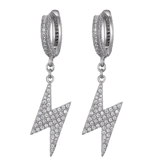 LUXIIVA® ICED LIGHTNING HOOP EARRINGS(Ready to Ship)
