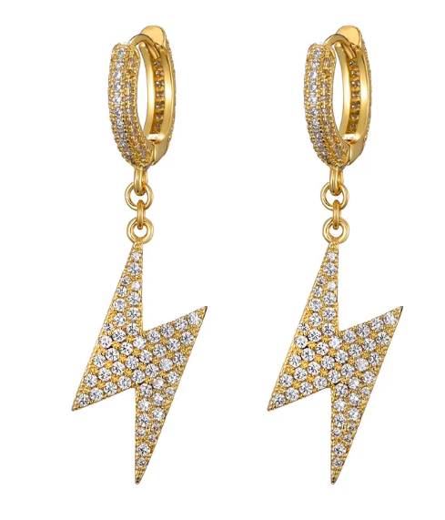 LUXIIVA® ICED LIGHTNING HOOP EARRINGS(Ready to Ship)
