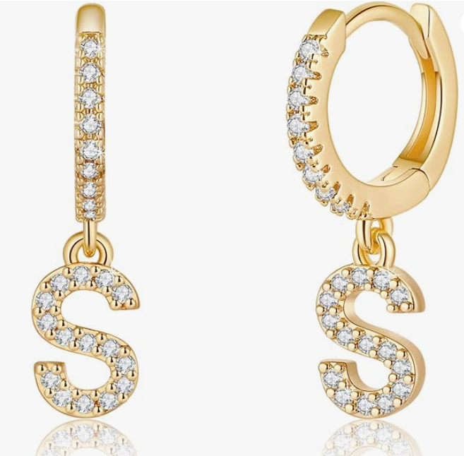 LUXIIVA® INITIAL HUGGIE HOOP EARRINGS(Ready to Ship)