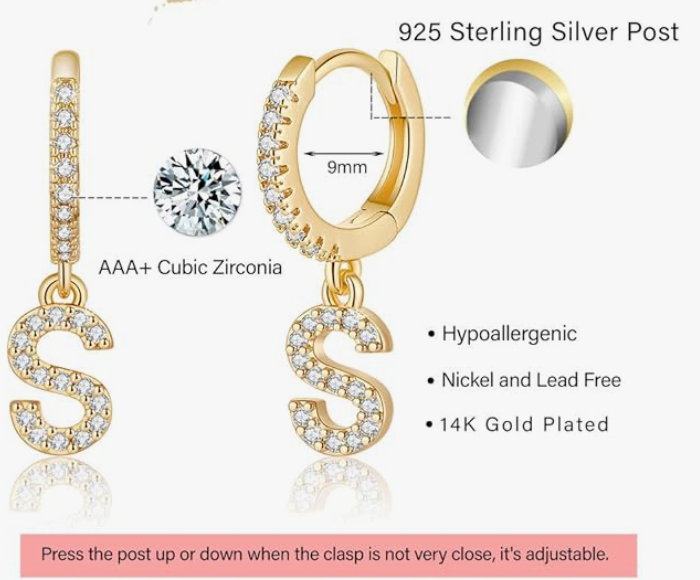 LUXIIVA® INITIAL HUGGIE HOOP EARRINGS(Ready to Ship)