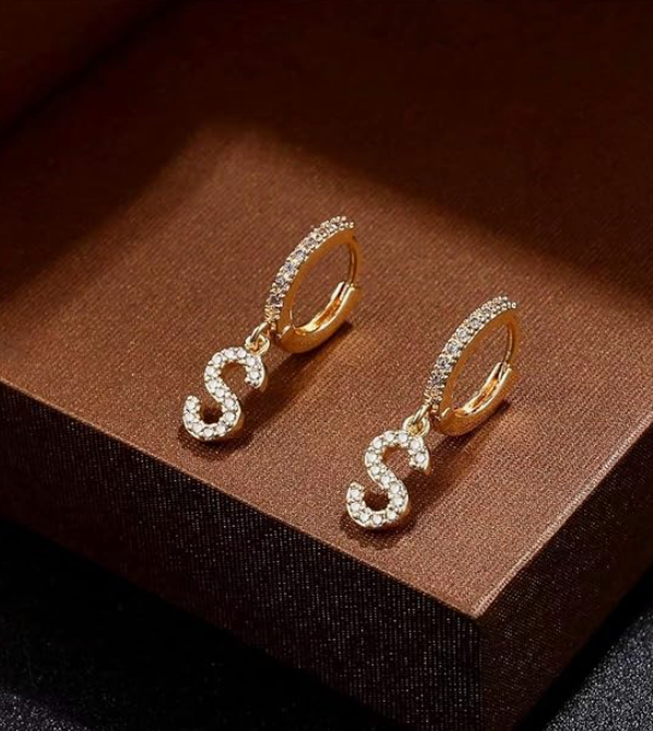 LUXIIVA® INITIAL HUGGIE HOOP EARRINGS(Ready to Ship)