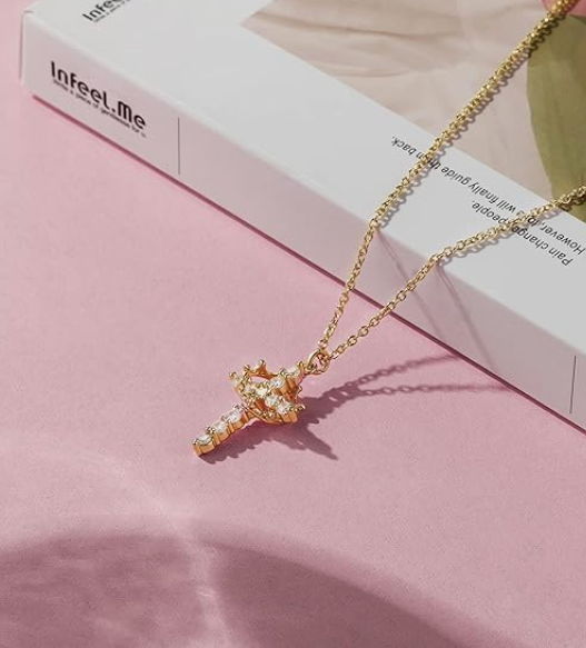 LUXIIVA® SPARKLING CROWN CROSS NECKLACE (Ready to Ship)