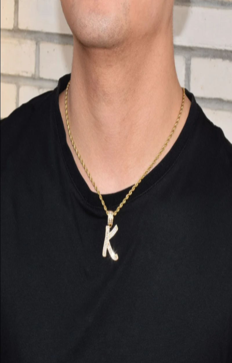LUXIIVA® A-Z BAGUETTE INITIAL LETTERS HIP HOP PENDANT(Ready to Ship)