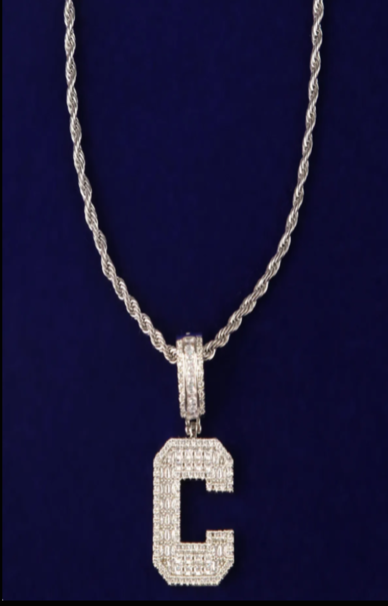 LUXIIVA® INITIAL BAGUETTE PENDANT SOLID LETTER(Ready to Ship)