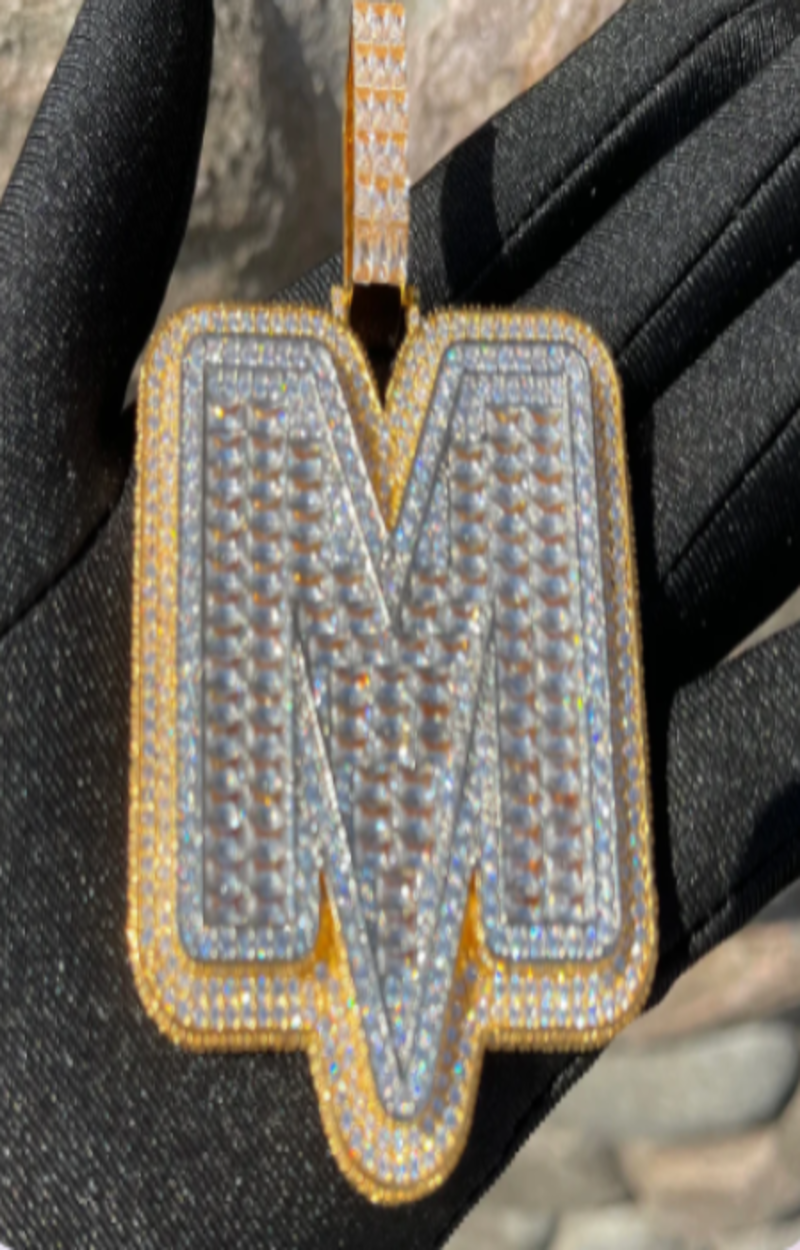 LUXIIVA® INITIAL ICED OUT BAGUETTE PENDANT(Ready to Ship)