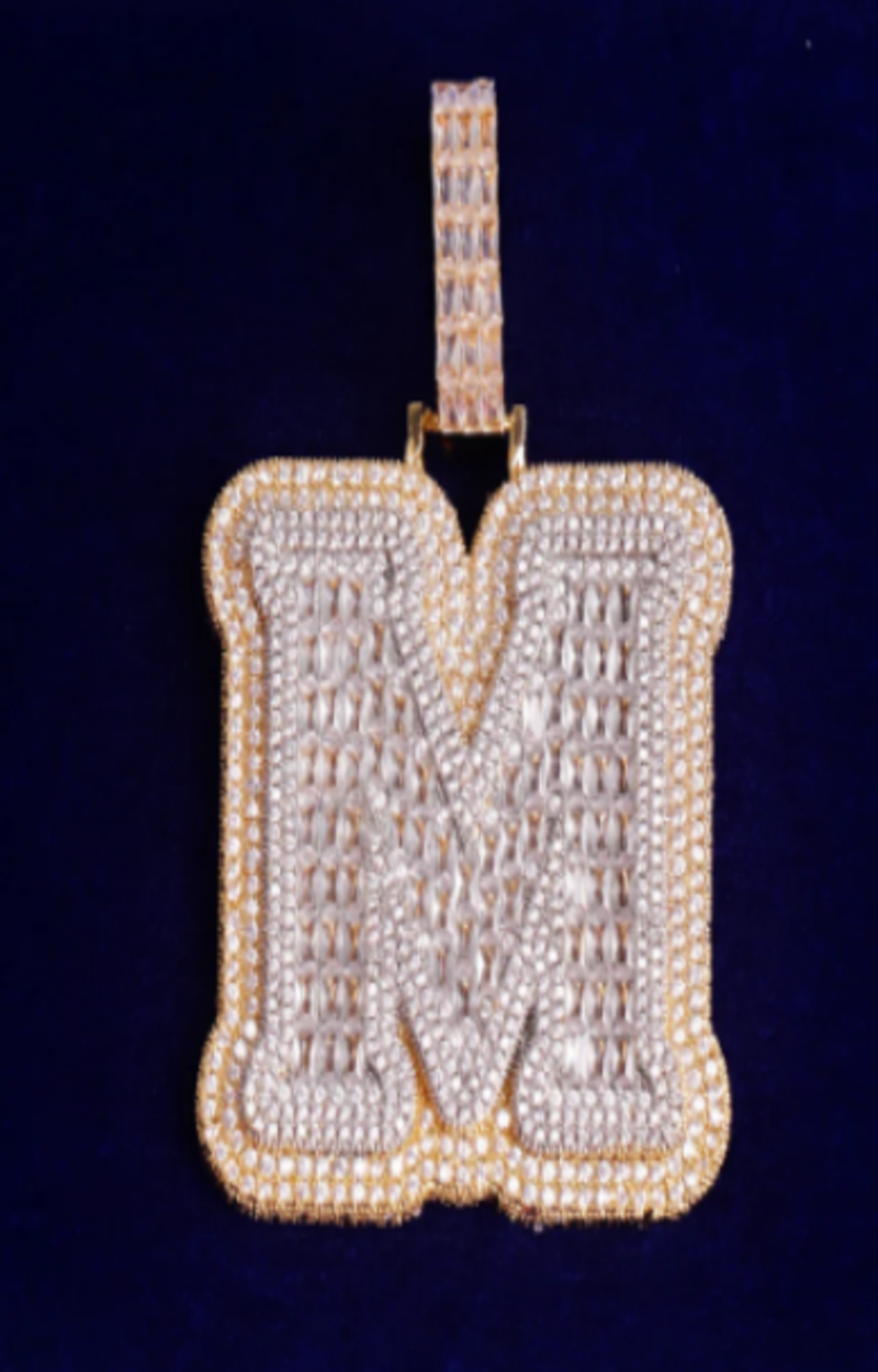 LUXIIVA® A-Z SINGLE BAGUETTE ROCK RAPPER PENDANT(Ready to Ship)