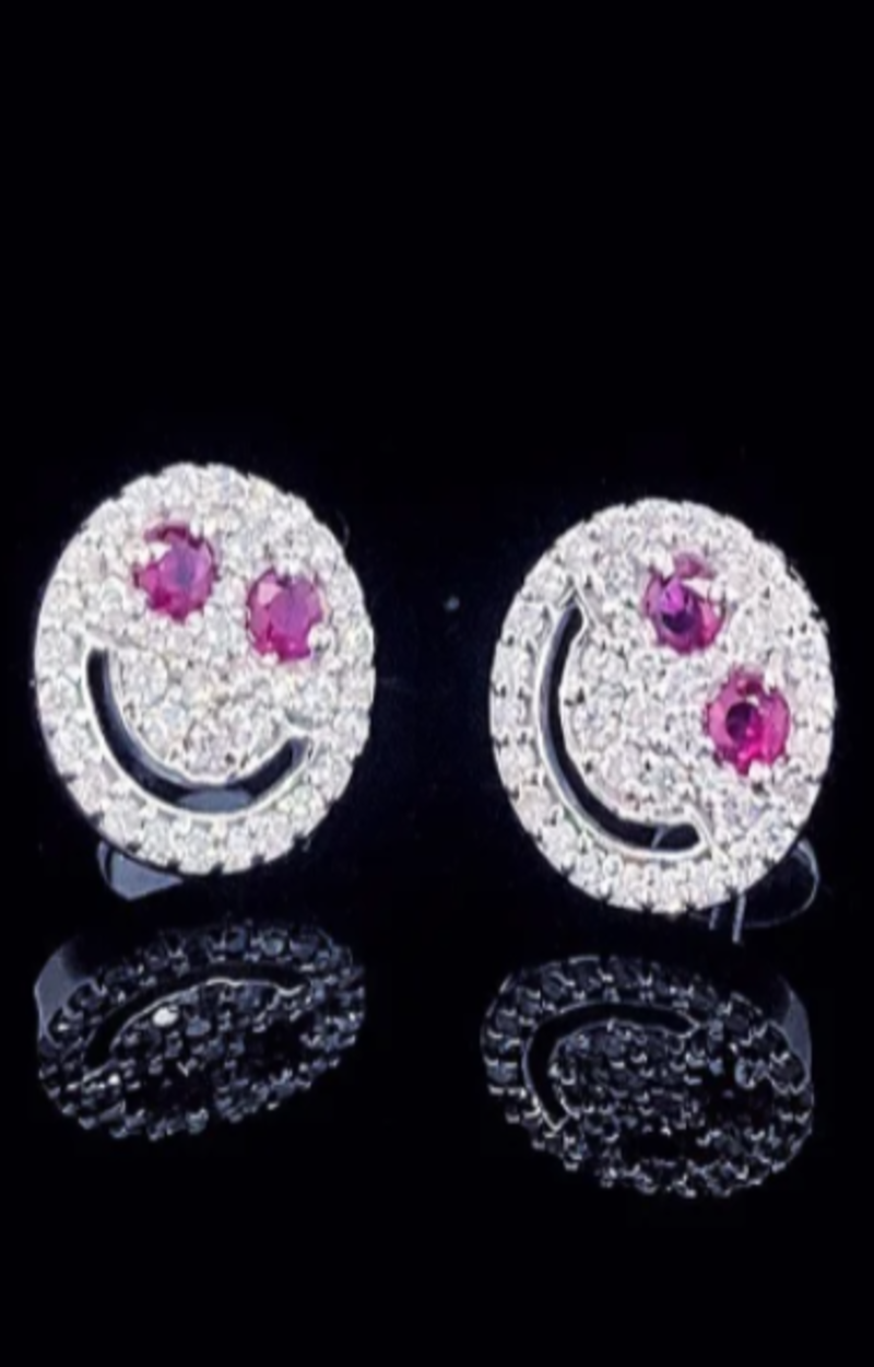 LUXIIVA® SMILEY FACE MOISSANITE STUD EARRINGS(Ready to Ship)