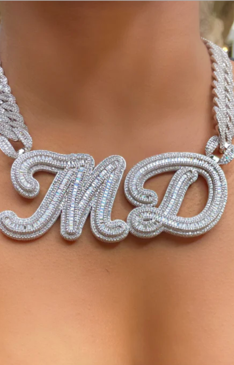 LUXIIVA® TESSY DOUBLE BLOCK LETTERS NECKLACE