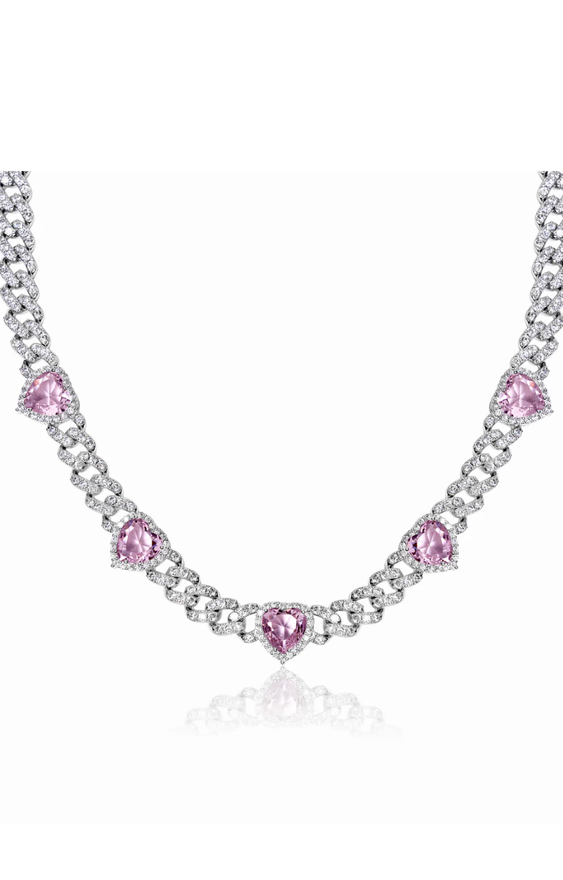 ICED HEART PINK CHOKER(Ships Same Day)