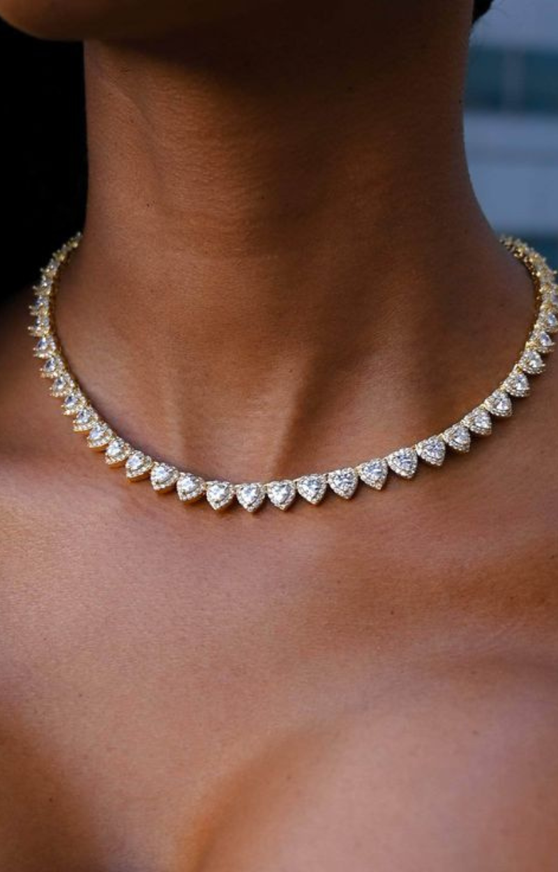LUXIIVA® LAILA HEARTS CHARM CZ NECKLACE(Ready to Ship)