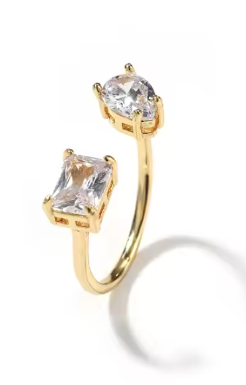 LUXIIVA® RAVEN TWO - STONE ADJUSTABLE RING(Ready to Ship)