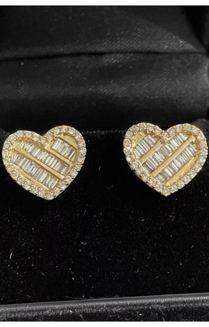 LUXIIVA® CRUSHED HEART EARRING-DIAGONAL(Ready to Ship)