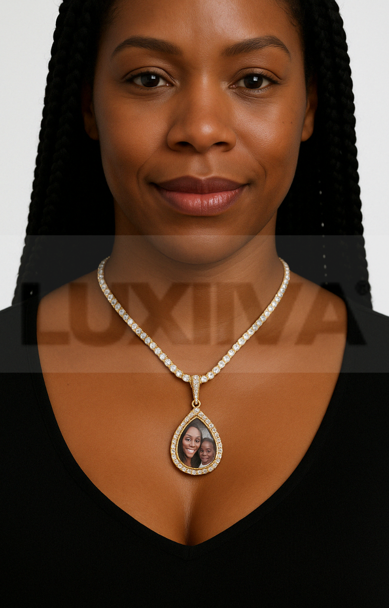 LUXIIVA® TEAR DROP CUSTOM PICTURE PENDANT