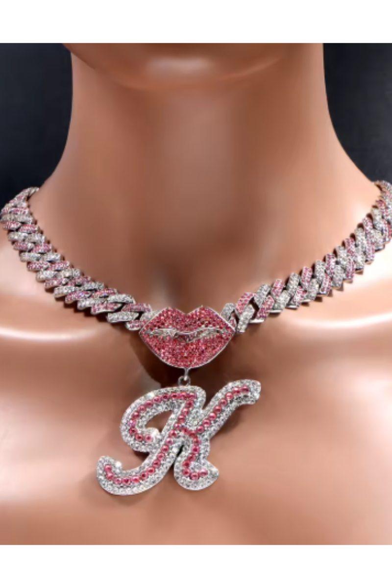 LUXIIVA® PINK LIPS INITIAL PENDANT(Ready to Ship)