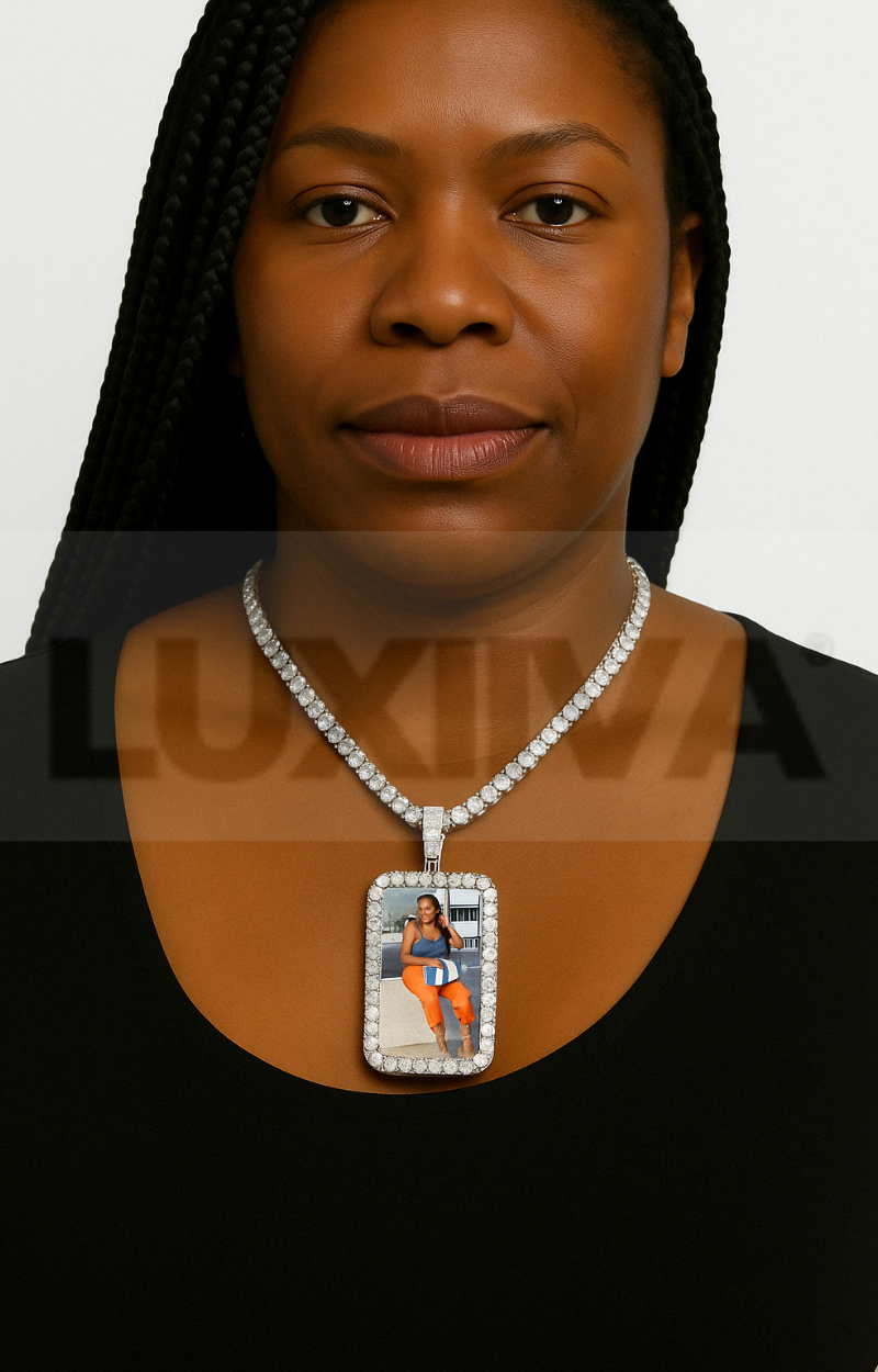 LUXIIVA® ICY RECTANGLE CUSTOM PICTURE PENDANT