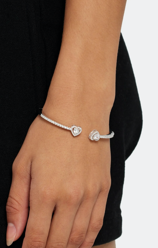LUXIIVA Double Mini Hearts Bangle - front view of bracelet