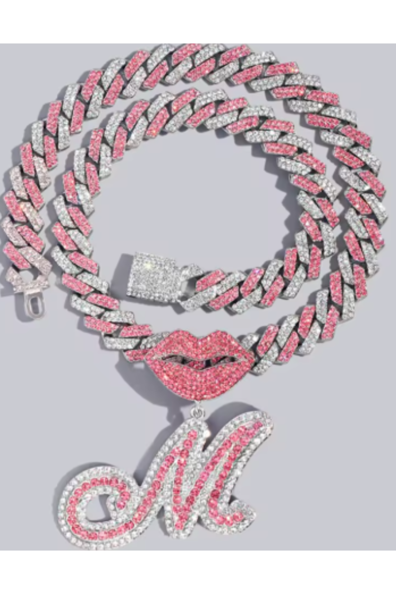 LUXIIVA® PINK LIPS INITIAL PENDANT(Ready to Ship)
