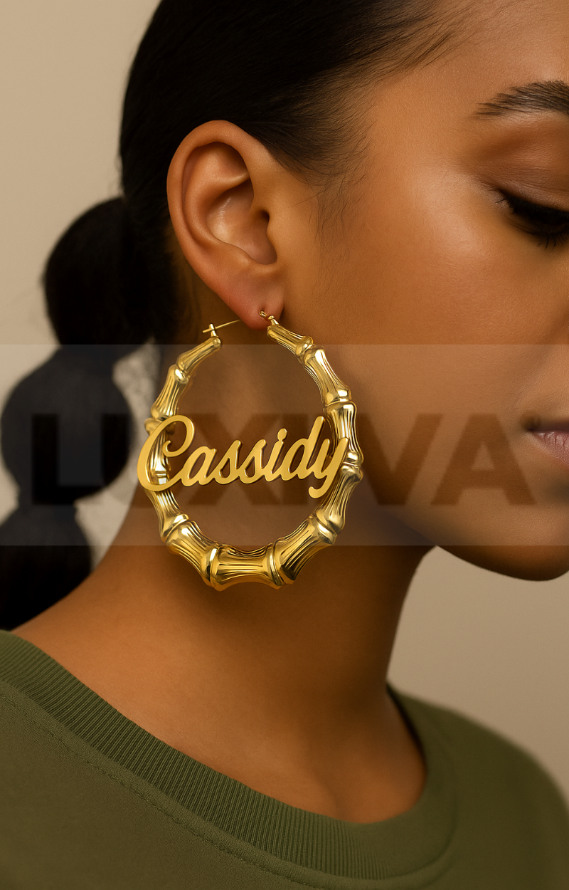LUXIIVA® BAMBOO HOOPS EARRINGS