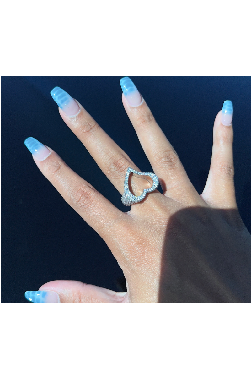 SOPHIA HOLLOW HEART CZ RING(Ready to Ship)