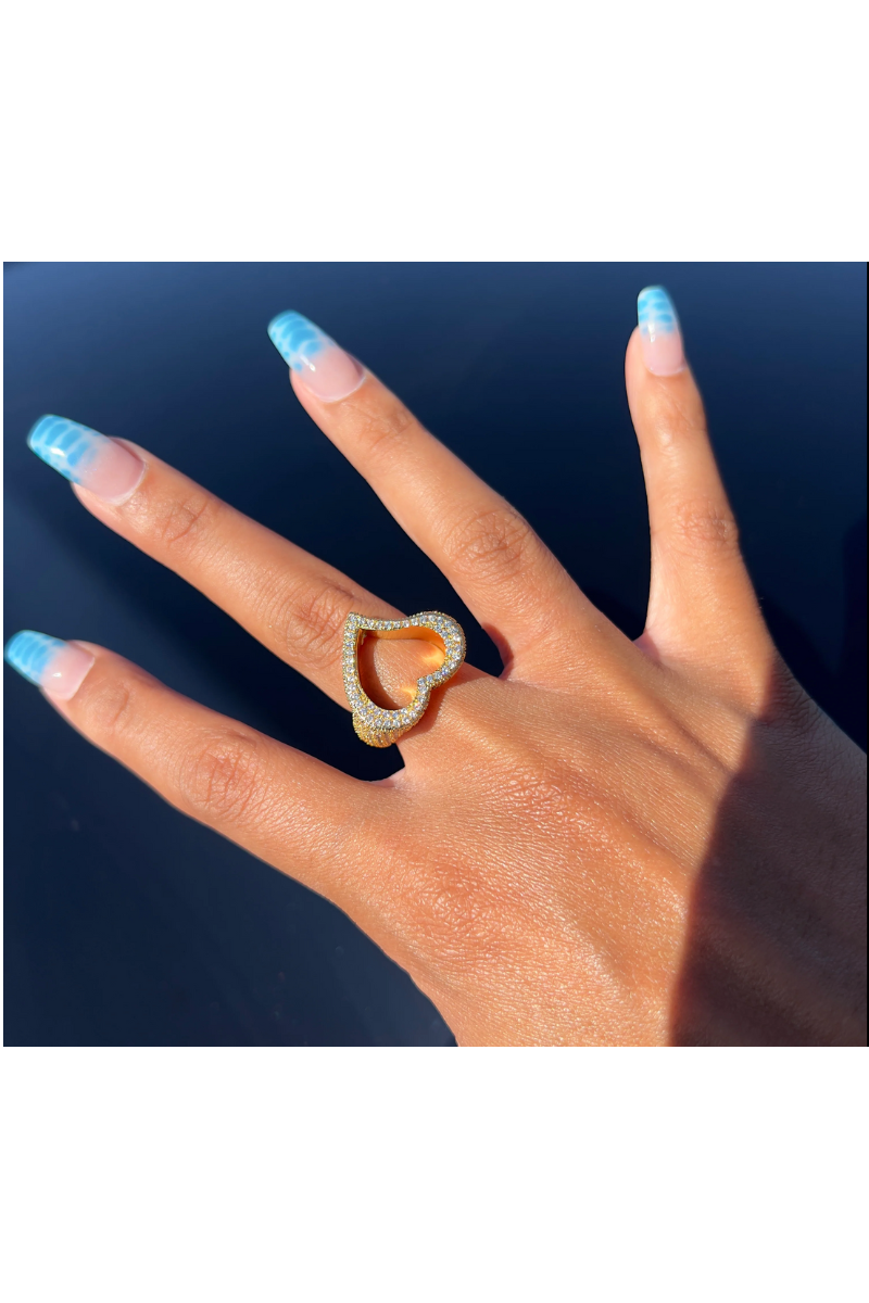 SOPHIA HOLLOW HEART CZ RING(Ready to Ship)