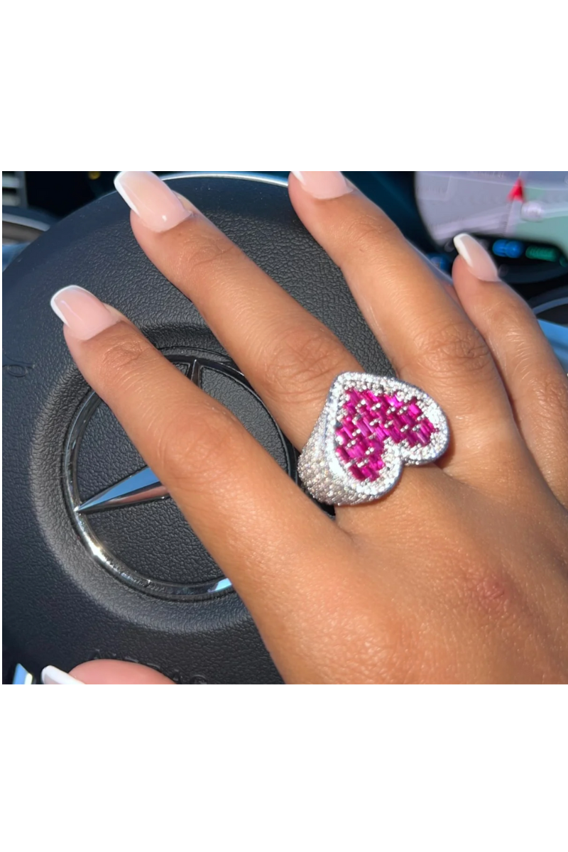 LUXIIVA® FINA HEART CZ RING- PINK(Ready to Ship)