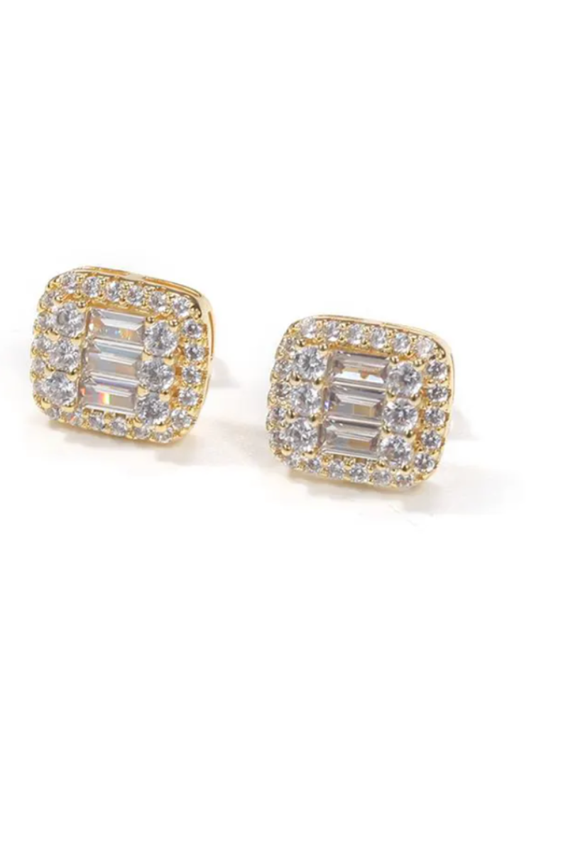 18K BAUGUETTE CZ EARRINGS(Ready to Ship)