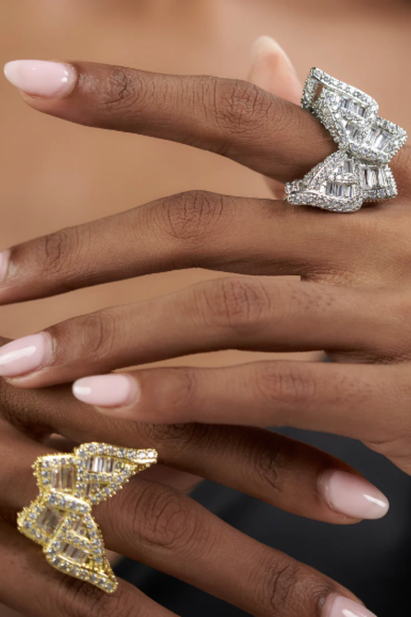 LUXIIVA® TARA  BUTTERFLY BAGUETTE RING(Ready to Ship)