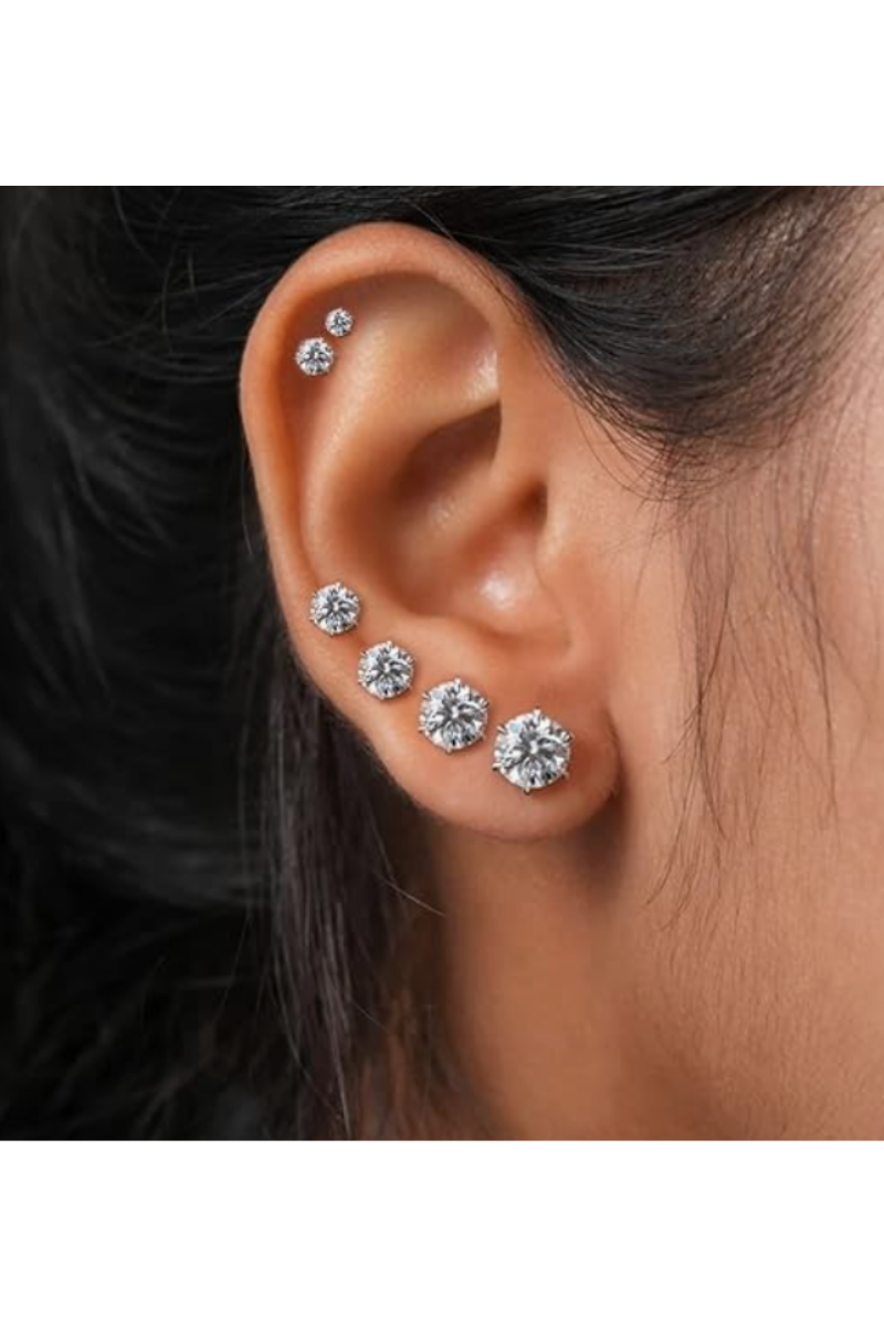 LUXIIVA® 4 PAIRS 316L STAINLESS STEEL CZ SET 5-8mm(Ready to Ship)