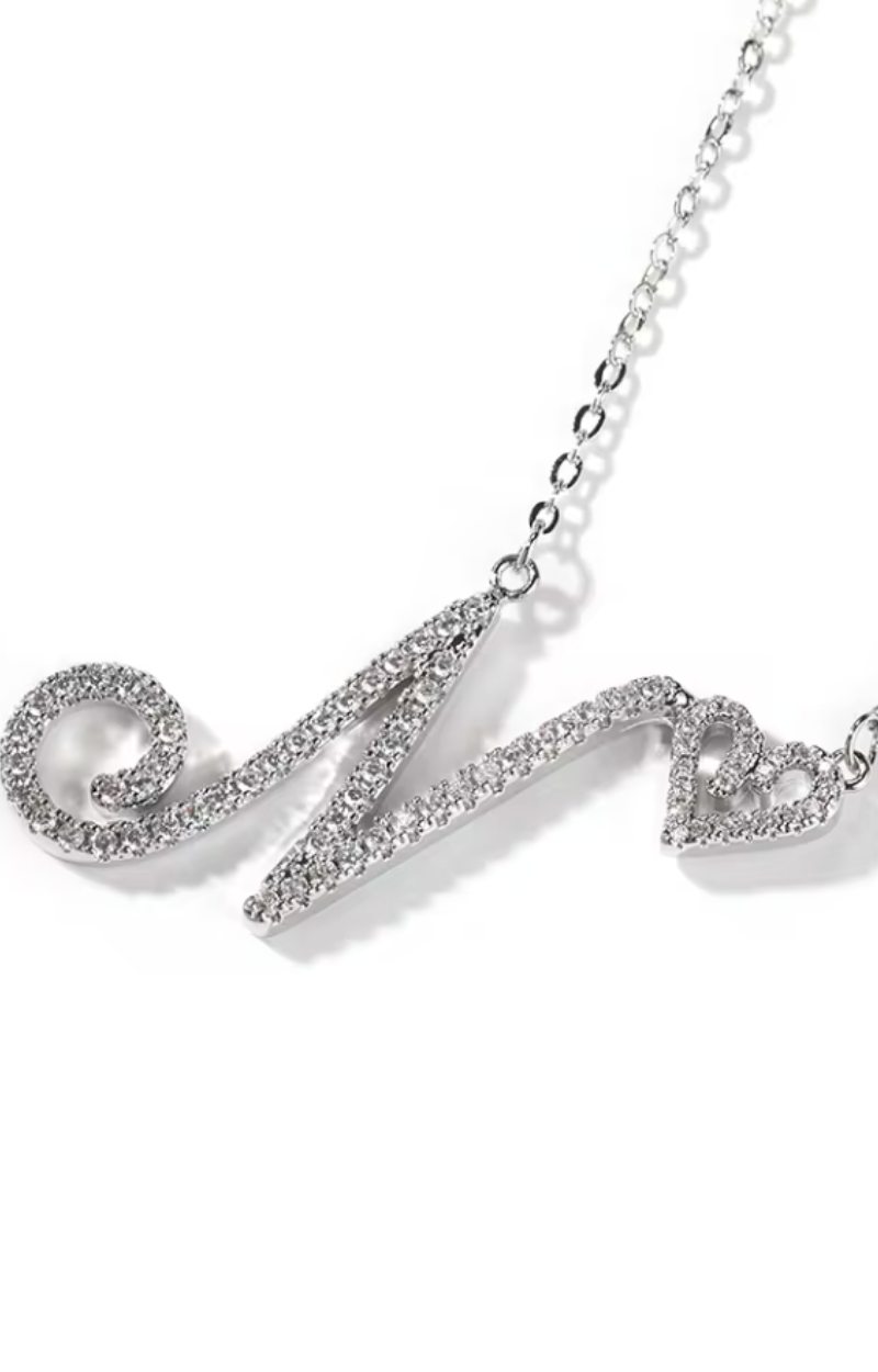 LUXIIVA® JASMINE CURSIVE HEART INITIAL NECKLACE(Ready to Ship)