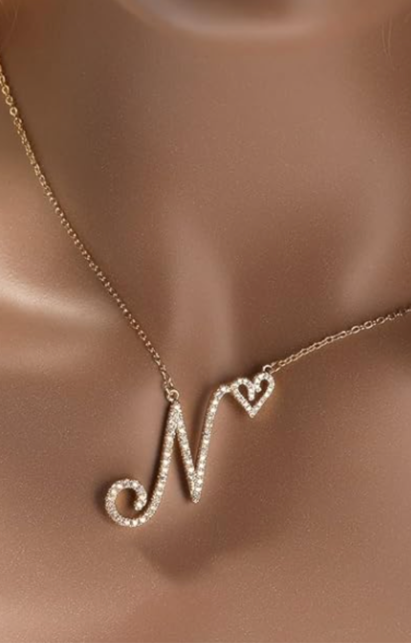 LUXIIVA® JASMINE CURSIVE HEART INITIAL NECKLACE(Ready to Ship)