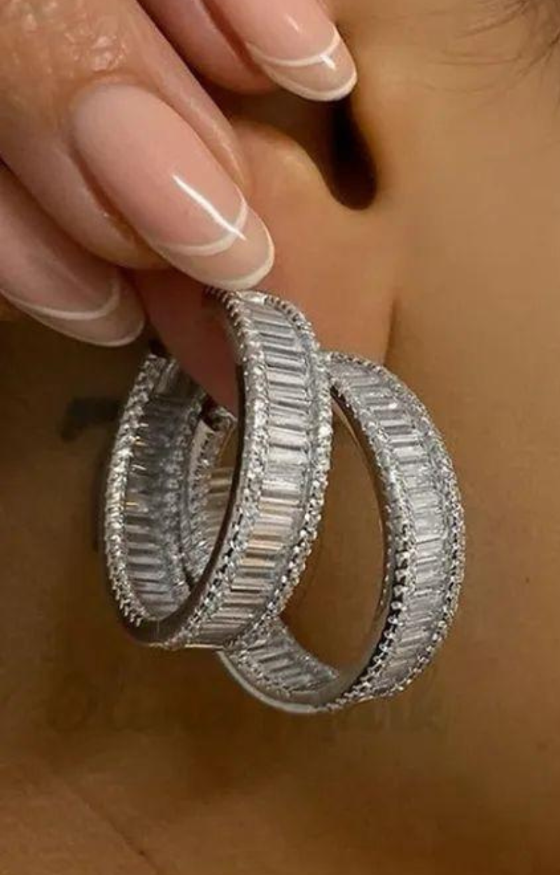LUXIIVA® CZ HOOP HUGGIE EARRING (Ready to Ship)