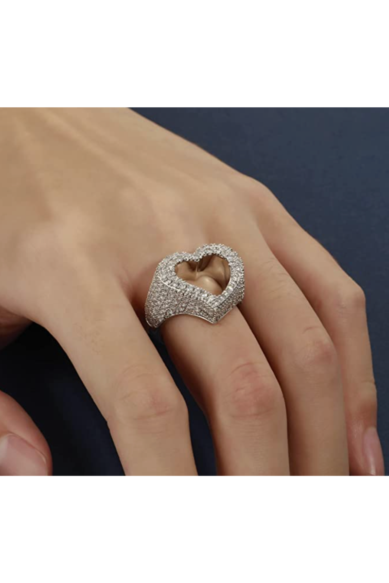 SOPHIA HOLLOW HEART CZ RING(Ready to Ship)