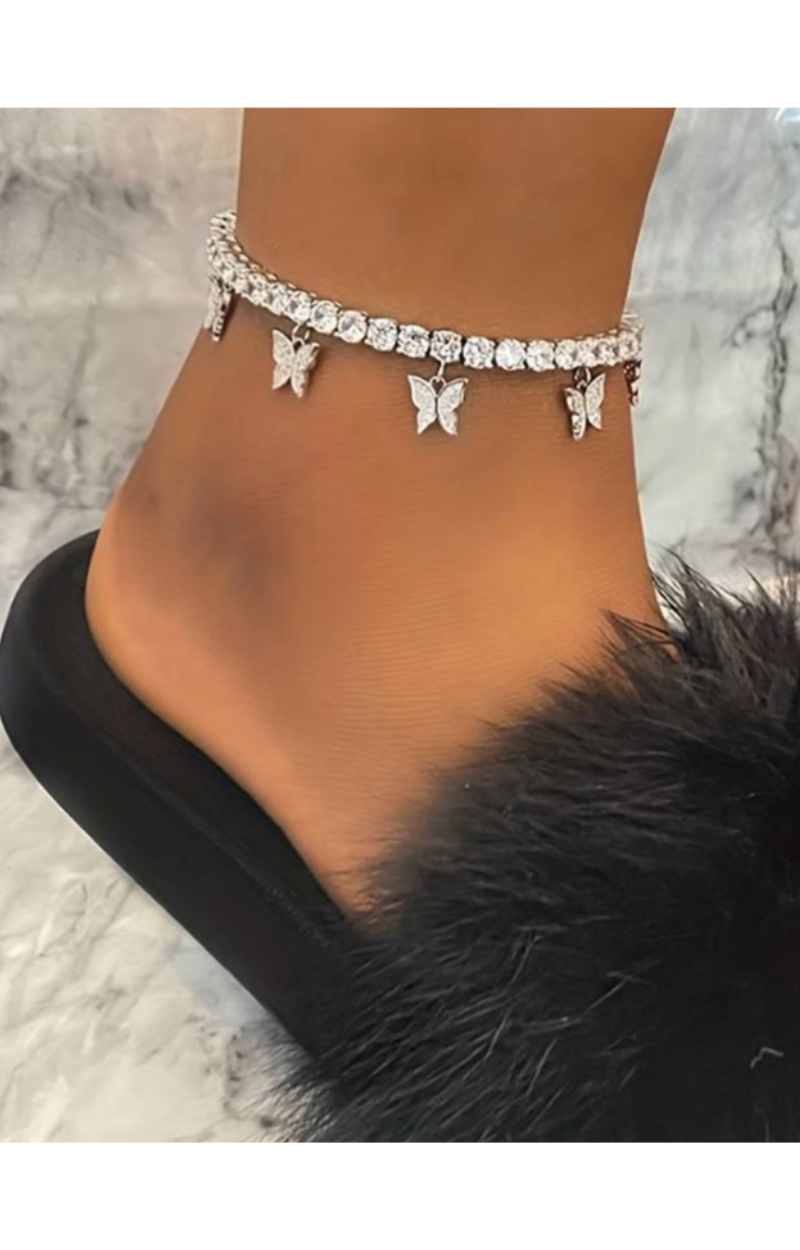 LUXIIVA® TENNIS CHAIN BUTTERFLY ANKLET (Ready to Ship)