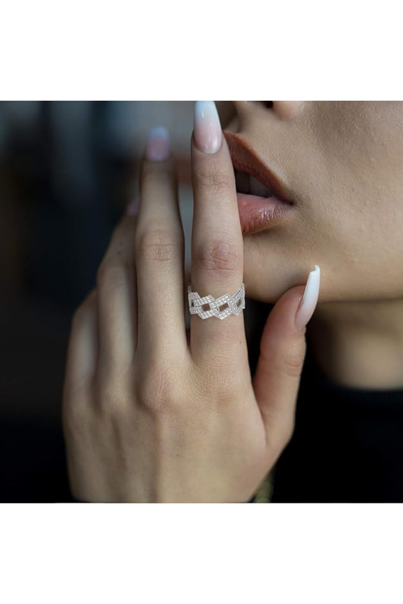 LUXIIVA Miami Iced Out Ring - lifestyle shot showing how to wear