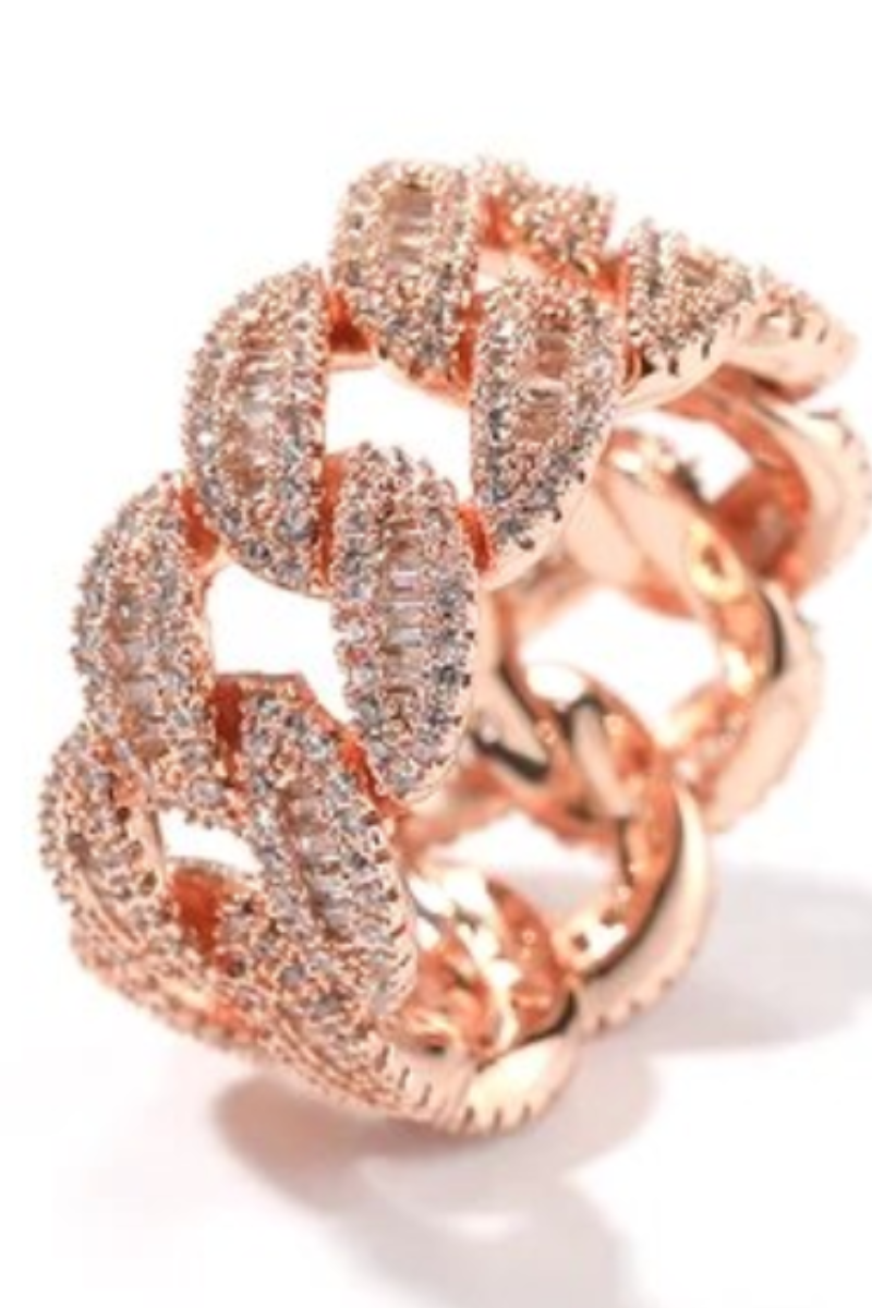 LUXIIVA Cuban Cz Ring - ring with gift box packaging