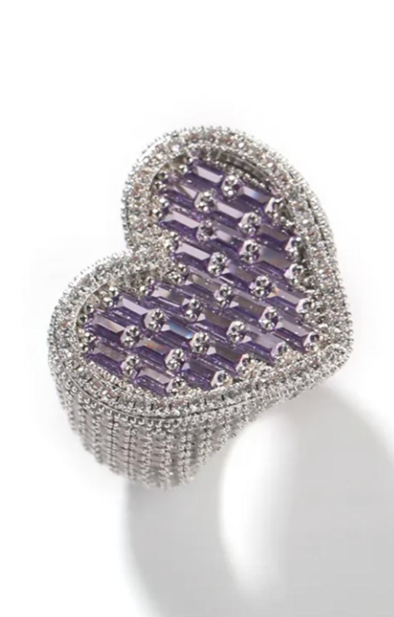 LUXIIVA® FINA  HEART CZ RING-PURPLE(Ready to Ship)