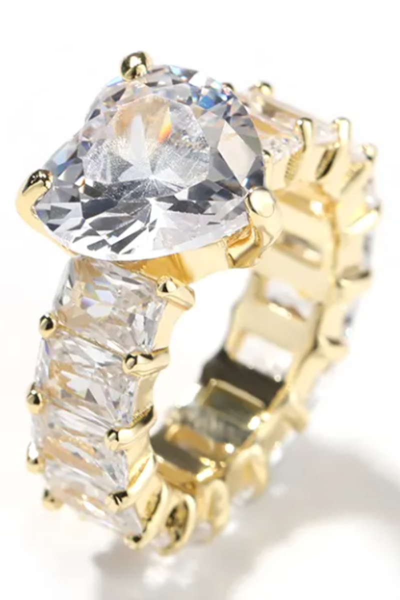 JENNIFER HEART CZ RINGS- SQUARE BAND(Ready to Ship)
