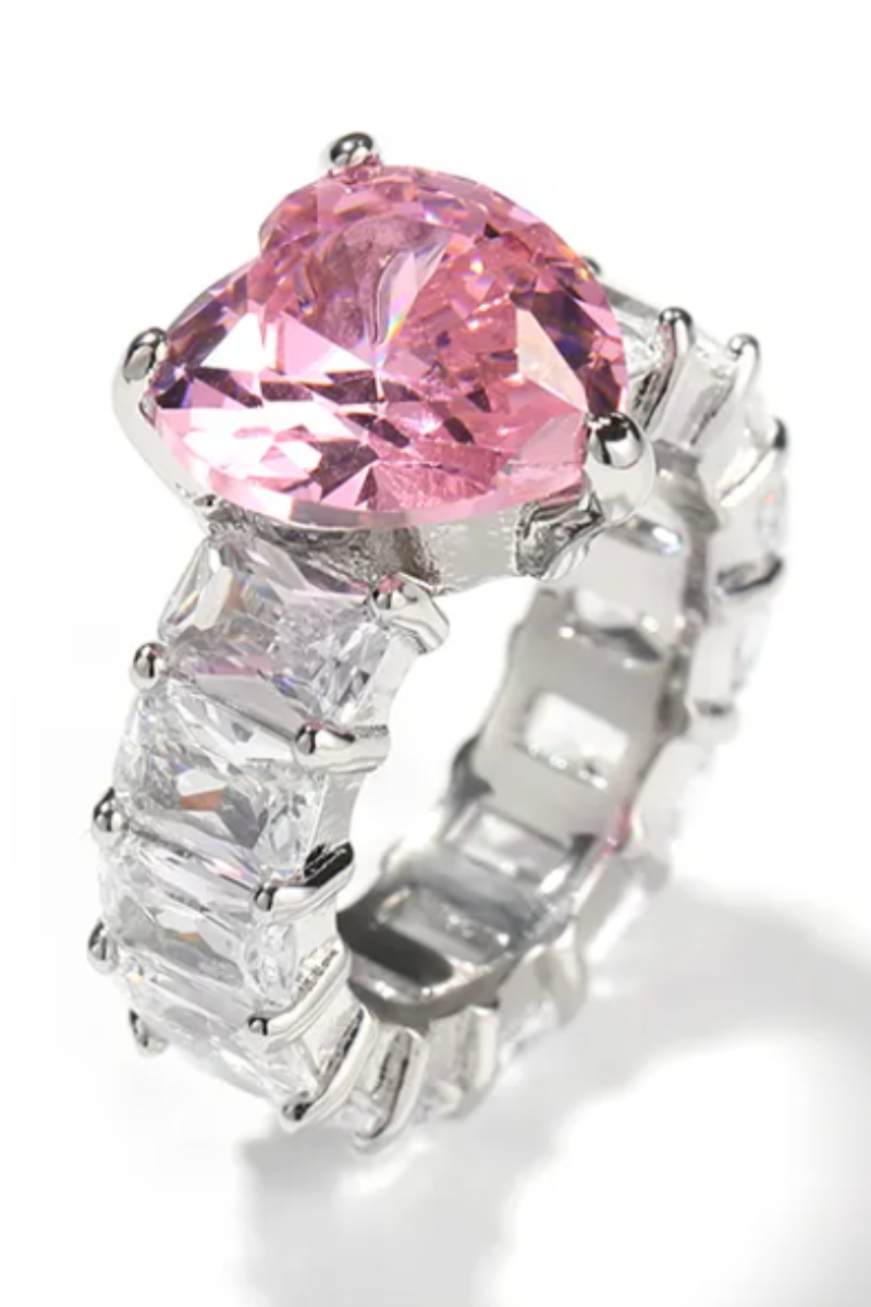 JENNIFER HEART CZ RINGS- SQUARE BAND(Ready to Ship)