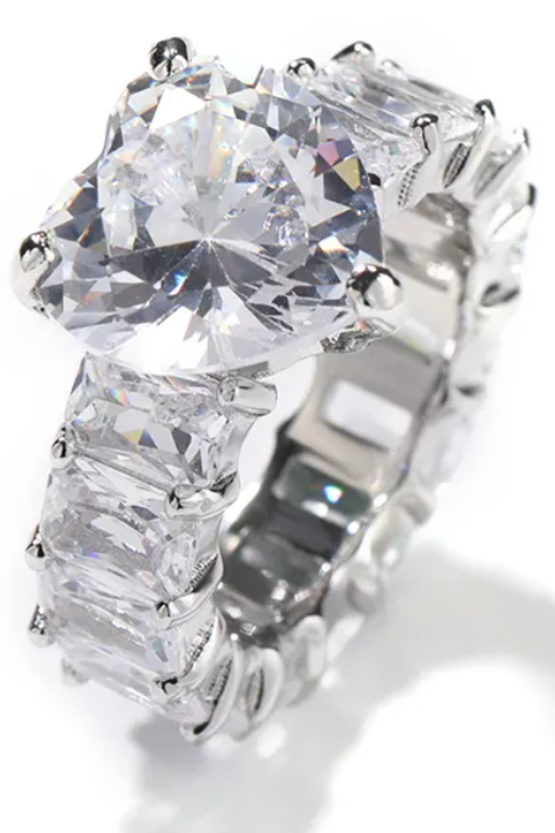 JENNIFER HEART CZ RINGS- SQUARE BAND(Ready to Ship)