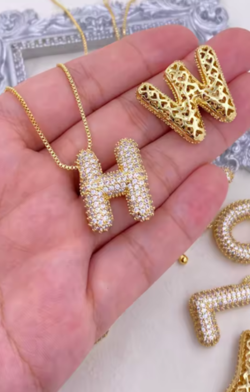 LUXIIVA® 18KGOLD PLATED CZ BUDDLE INITIAL PENDANT NECKLACE (Ready For Ship)