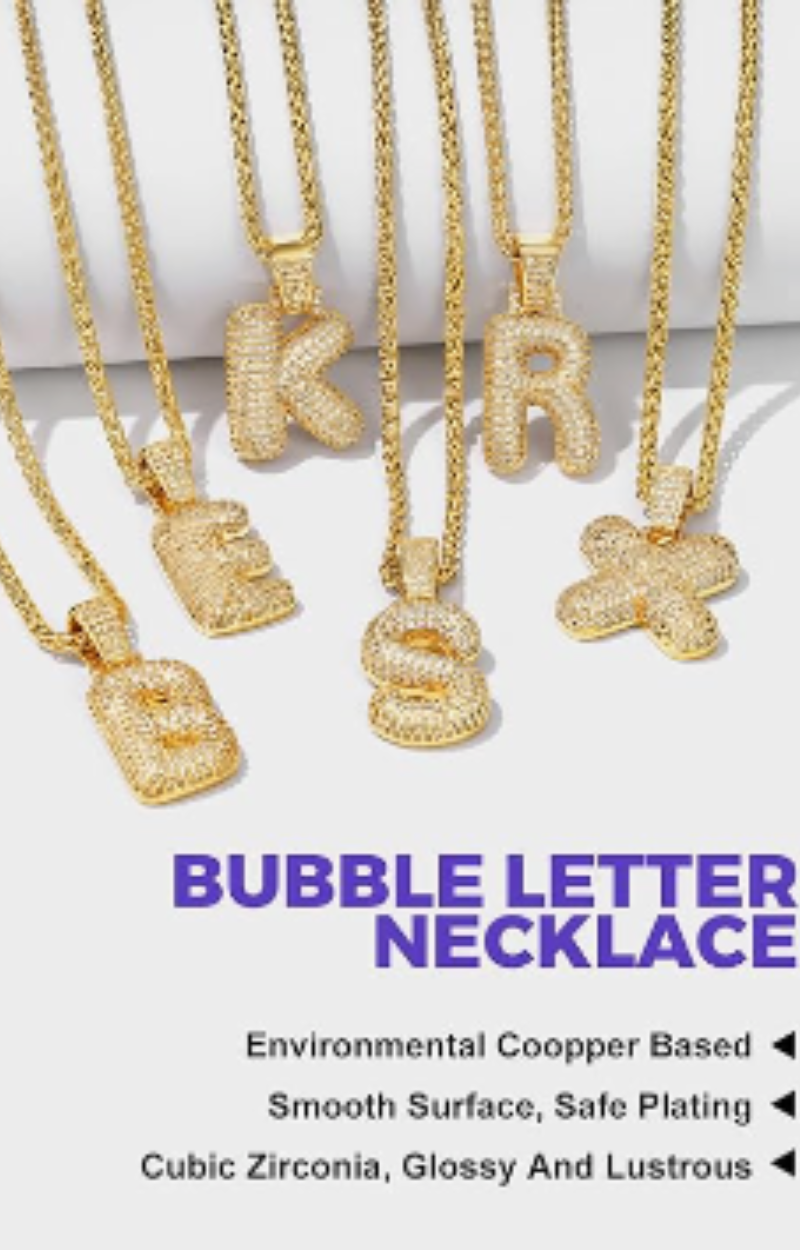BUBBLE LETTER NECKLACE-(Ready to Ship)