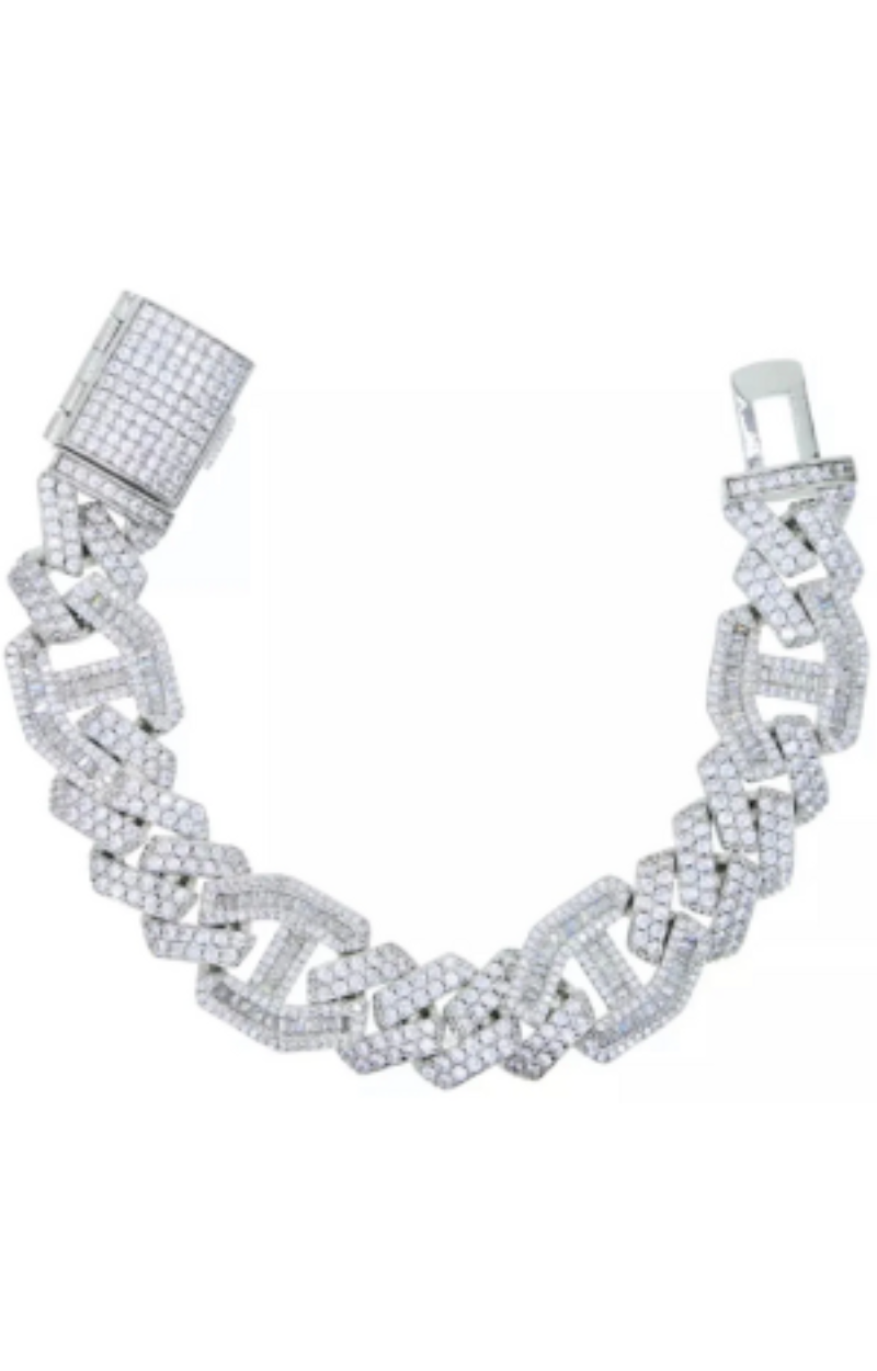 LUXIIVA® BAGUETTE CLUSTER STONE MIX CUBAN BRACELET (Ready to Ship)