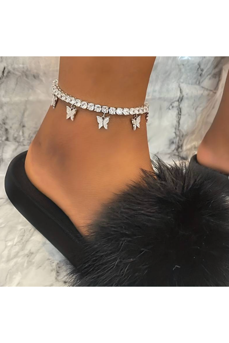 LUXIIVA® TENNIS CHAIN BUTTERFLY ANKLET (Ready to Ship)