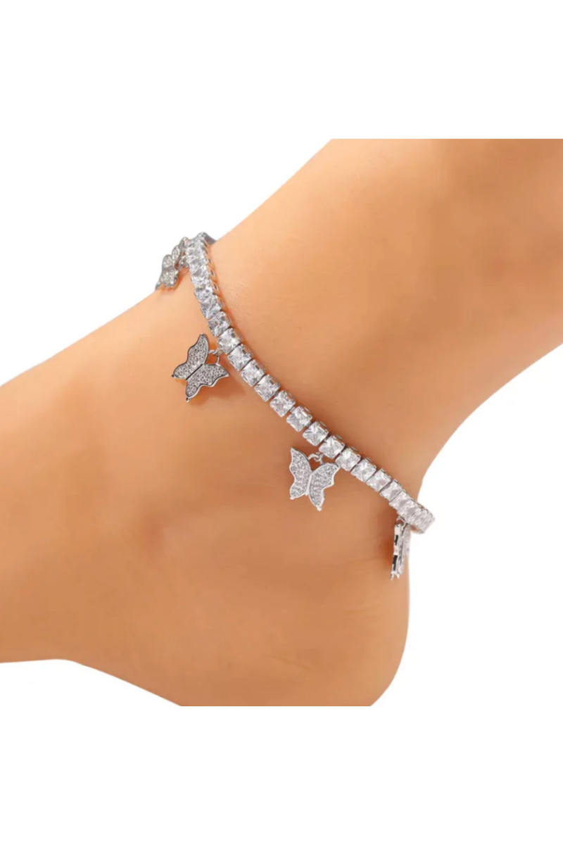 LUXIIVA® TENNIS CHAIN BUTTERFLY ANKLET (Ready to Ship)