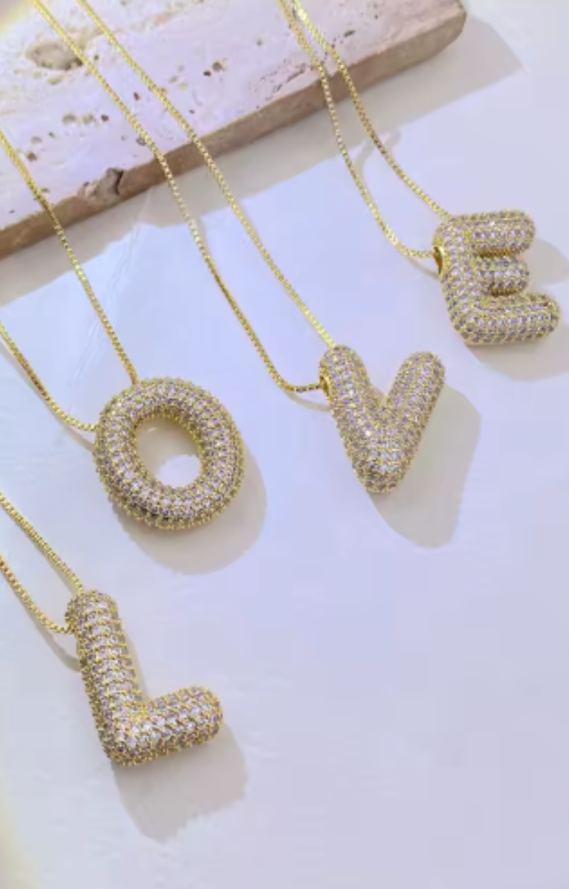 LUXIIVA® 18KGOLD PLATED CZ BUDDLE INITIAL PENDANT NECKLACE (Ready For Ship)