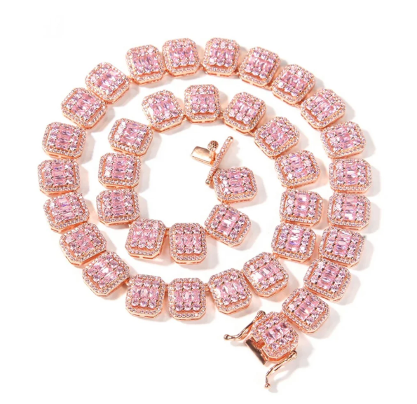 LUXIIVA Baguette Rhinestone Chain - lifestyle shot showing how to wear