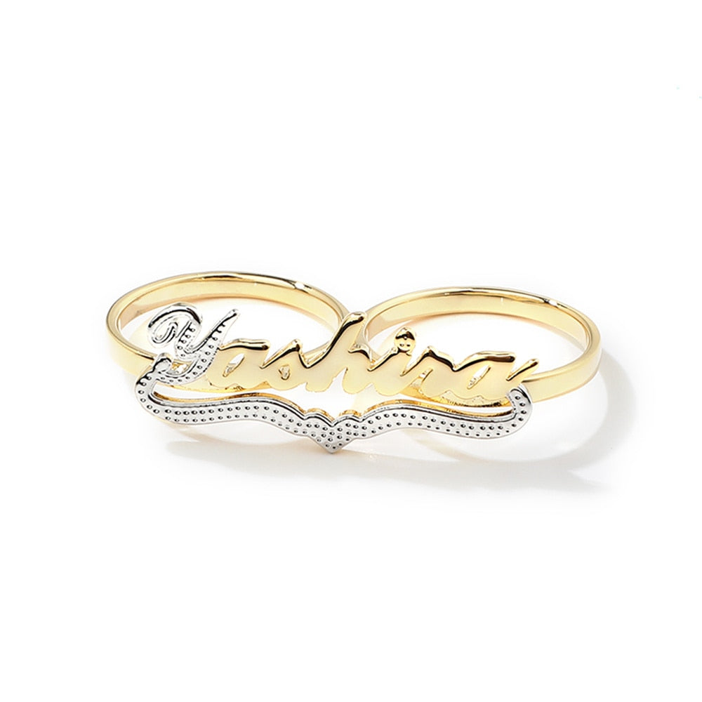 CUSTOM TWO FINGER - DOUBLE TONE NAME RING