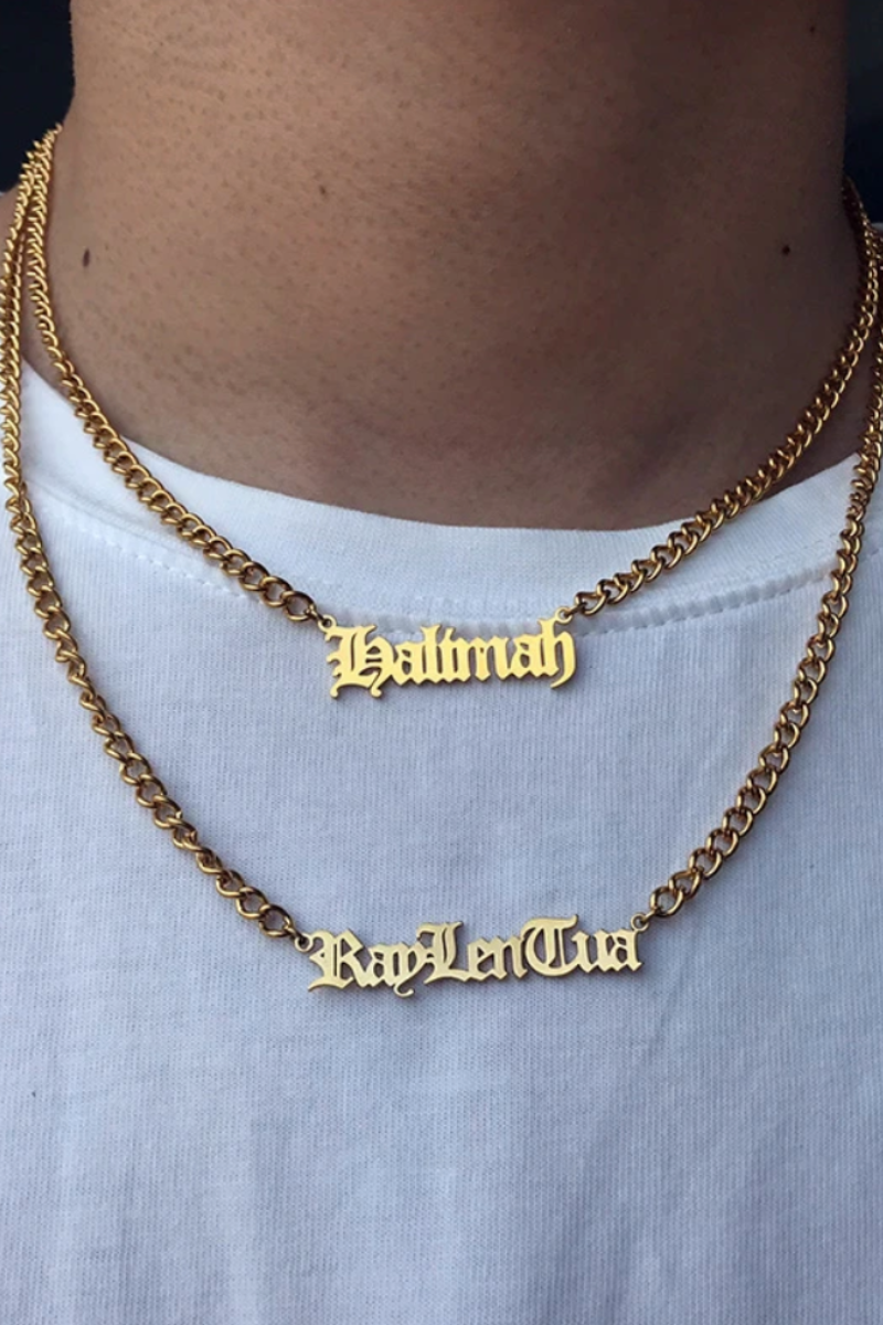 LUXIIVA® VINTAGE FONT NAME NECKLACE